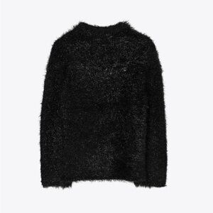 Tory Burch Tinsel Mockneck Sweater Black Iridescent Metallic NWOT Size M